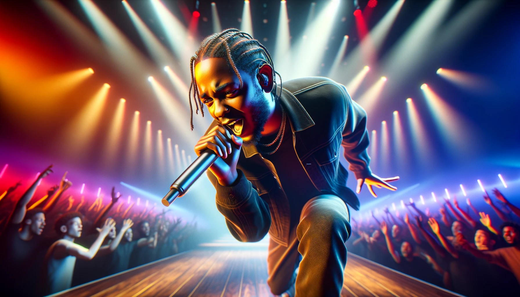 Kendrick Lamar performing on stage