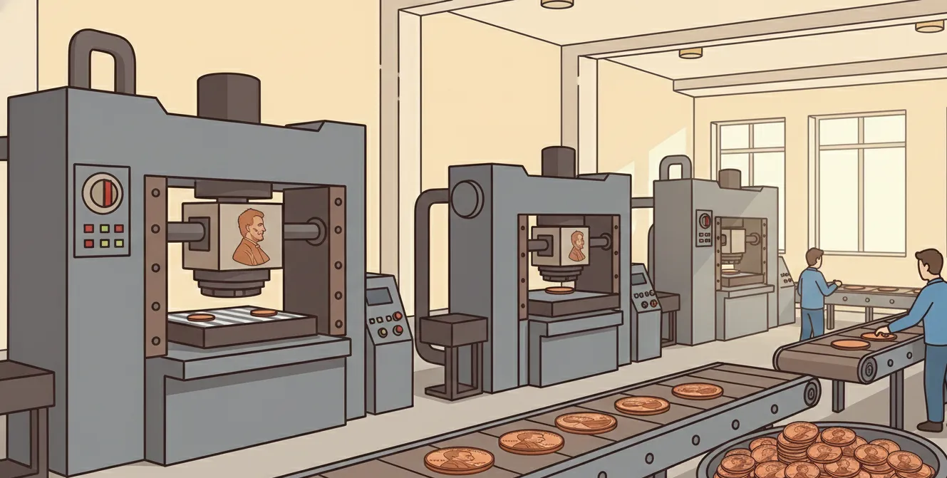 Lincoln Penny coins production 